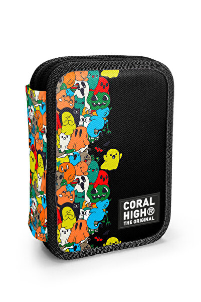 Coral High Geantă pentru creion cu două straturi cu model de desene animate p...