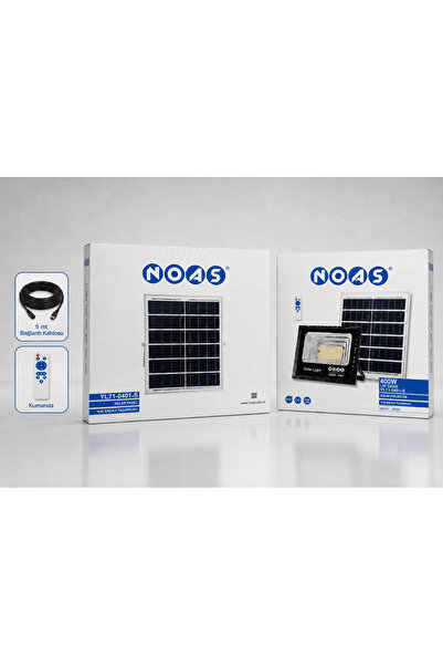 Solar Led Projektör 400w Beyaz Solar Panel