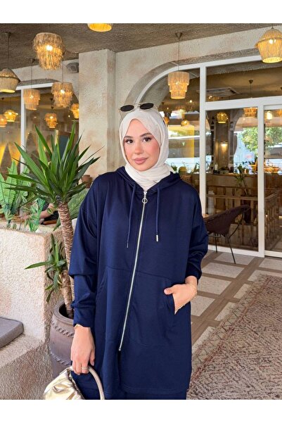 nurvina modest wear Oversize Hooded Modal Fabric Double Pocket Hijab Two-Piec...