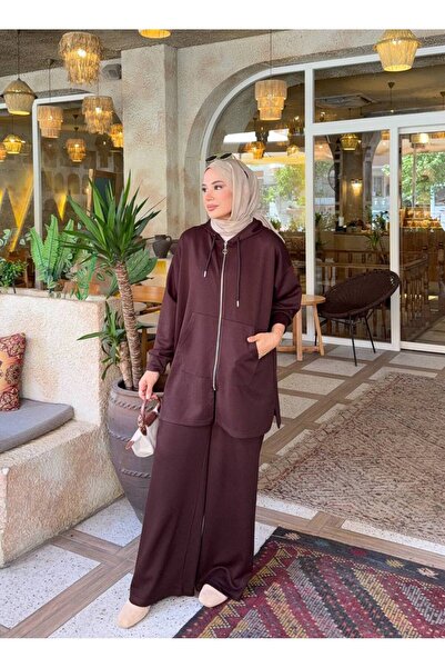 nurvina modest wear Oversize Hooded Modal Fabric Double Pocket Hijab Two-Piec...