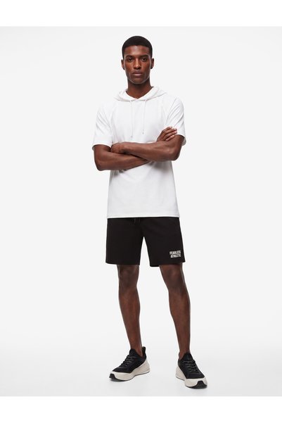 Koton Straight Fit Cepli Krep Scuba Kumaş Baskılı Beli Bağcıklı Spor Şort