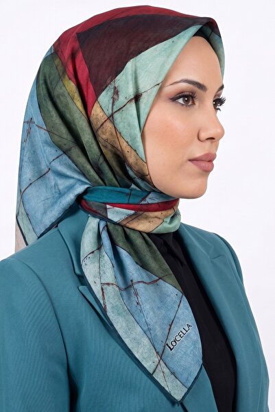 hadiora Eșarfă moale din bumbac organic cu model geometric multicolor pentru ...