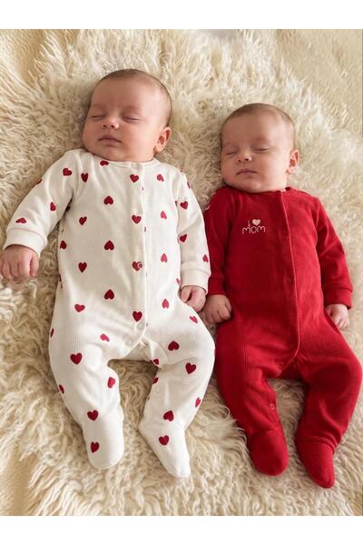 ALTINTAŞ BABY Kırmızı Kalpler Kız Bebek Tulum