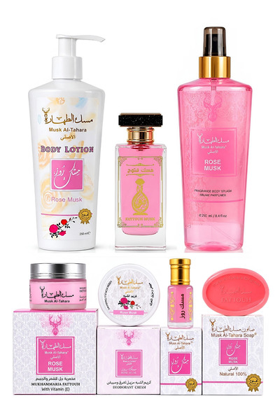 MUSK AL TAHARA Rose Misk seti Sabun + misk+ parfüm + vücut spreyi + Deodorant...