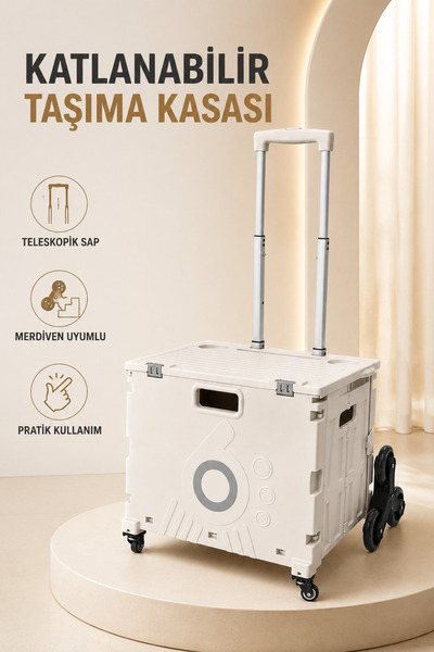 Vadi Katlanabilir Merdiven 3 Tekerlekli Taşıma Kasası Teleskopik Saplı Alışve...