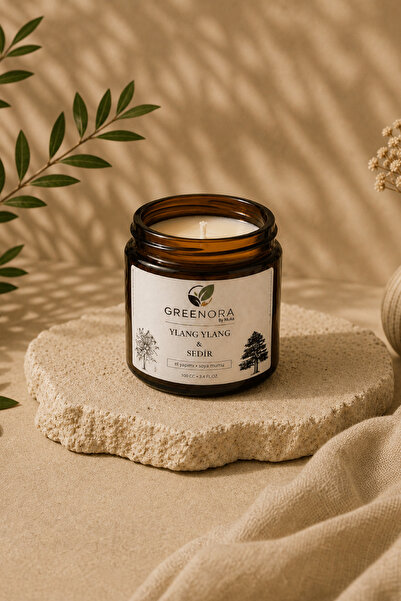 Greenora Ylang Ylang & Sedir Kokulu Mum - Doğal El Yapımı Parafinsiz Soya Mum...