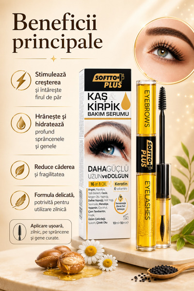 Softto Plus Ser pentru Sprâncene și Gene – Îngrijire pentru fire mai groase, mai puternice și mai lungi