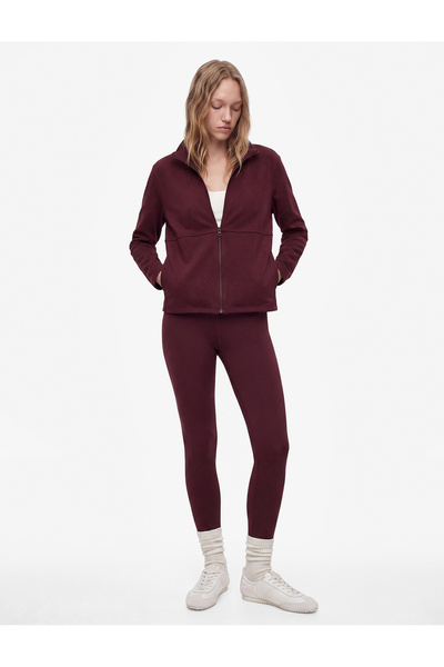 Koton Cotton Long Sleeve Zippered Stand Collar Cardigan