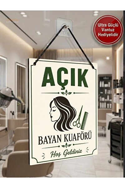 Genel Markalar Kuaförü Açık Kapalı Tabelası Çift Taraflı MDF 15x20cm - Ultra ...