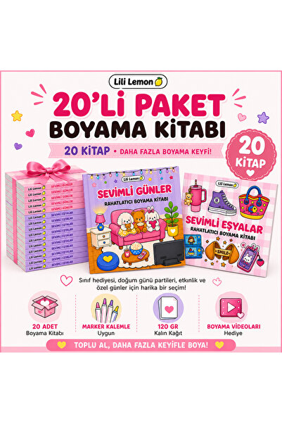 20'li Boyama Kitabı Seti, Çocuklar ve Yetişkinler için Boyama Kitabı,Toptan Hediyelik, Toplu Hediye Seti, Sınıf Hediyeliği, Toplu Hediyelik Eşya, Doğum Günü Partisi Hediyeliği,