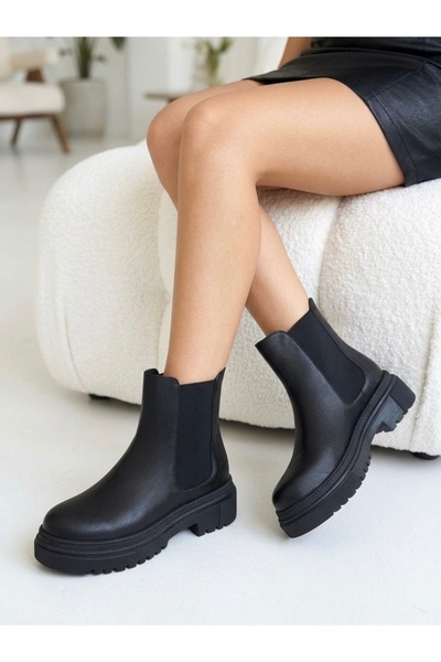 NOVELLAM SHOES Kadın Arven Dikişli Yandan Lastikli Kalın Taban Günlük Bot & B...