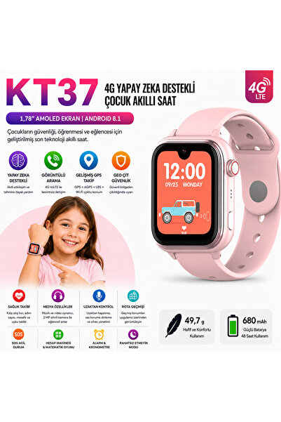 ROXİVA KT37 Wonlex 4G SIM Kartlı Çocuk Akıllı Saat 1.78" AMOLED GPS Görüntülü...