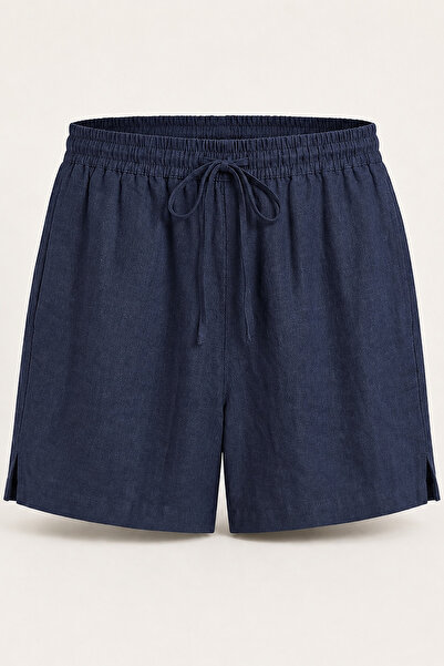 FAARKCOLLECTİON Faark Women's Viscose Linen Shorts with Comfortable Cut and S...