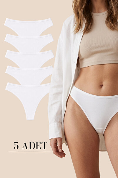 LİBELLA İÇ GİYİM Chiloți tanga albi pentru femei, din bumbac, lycra, elastici...