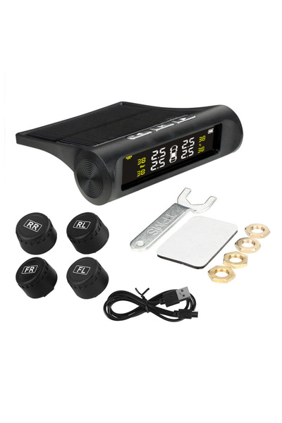 Choice black Car TPMS Tyre Pressure Monitoring System Solar Power Auto Securi...