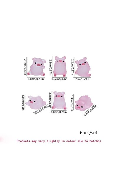 Choice Multi-Colored A Set Of Six Resin Cute Glow-In-The-Dark Piggy Ornament ...