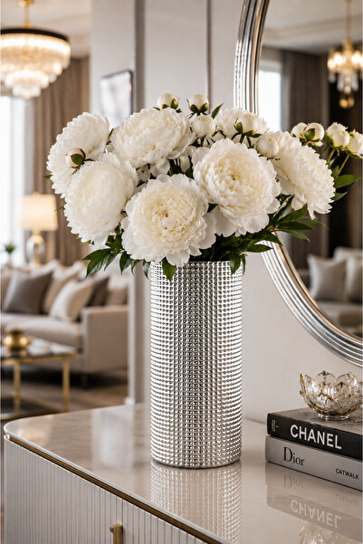ANGDESİGN Crystal Vase Silver Plated •• Home Decoration Trend Vase Luxury Liv...