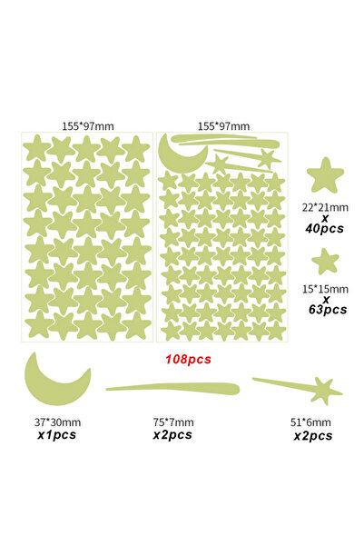 Choice Small 108 Stars Luminous Moon Stars Wall Stickers for Kids Room Bedroo...