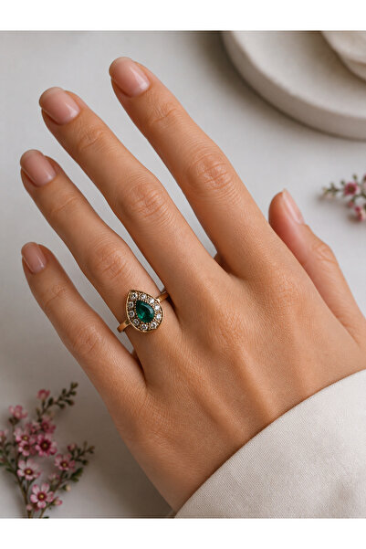FAYRA ACCESSORIES Crystal stone small water drop ring