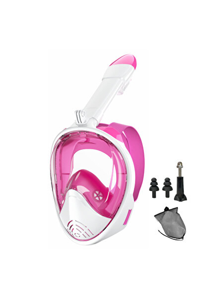 Choice S/M PinkWhite Full Face Snorkel Mask Silicone Diving Mask Full Dry Pan...