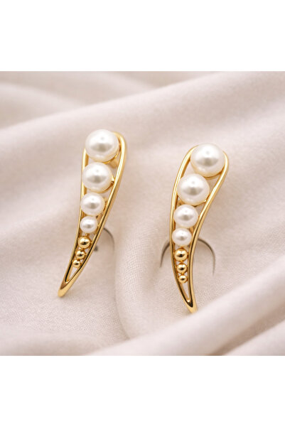 XUPING JEWELRY Cercei cu perle albe placați cu aur de 18k