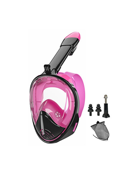 Choice S/M PinkBlack Full Face Snorkel Mask Silicone Diving Mask Full Dry Pan...