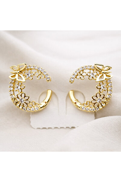 XUPING JEWELRY Cercei fluture placați cu aur de 18K și pietre de zirconiu