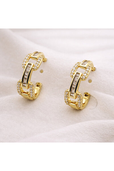 XUPING JEWELRY Cercei rotunzi placați cu aur de 18K și pietre de zirconiu
