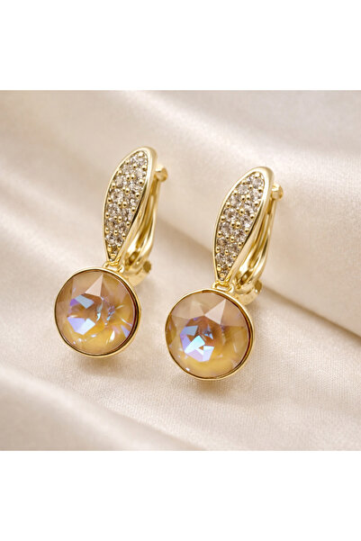 XUPING JEWELRY Cercei placați cu aur de 18K și cristale de zirconiu maro