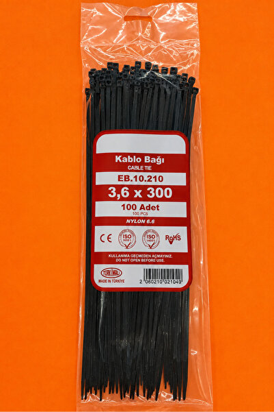 NEXTRA 3.6X300 Plastik Cırt Kelepçe Kablo Bağı Siyah 100'Lu Paket
