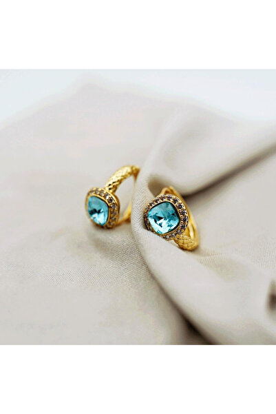 XUPING JEWELRY Cercei placați cu aur și zirconiu cu topaz albastru
