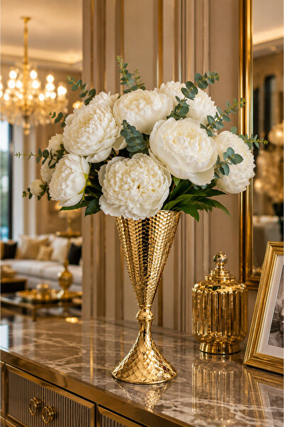ANGDESİGN Kupa Metal Vase Gold • Home Decoration Trend Vase Luxury Living Roo...