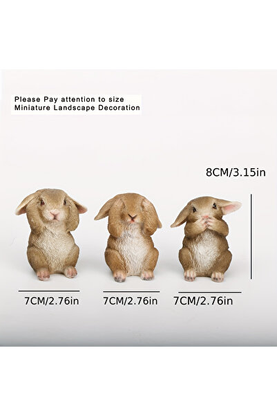Choice 3norabbits 3pcs/set Resin Rabbit Figurine Decor - No Say/Look/listen A...