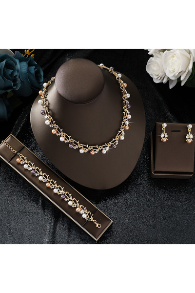 Choice ZT9248-Colour 4pcs Women's Jewelry Set with Pearl Rhinestone Necklace,...