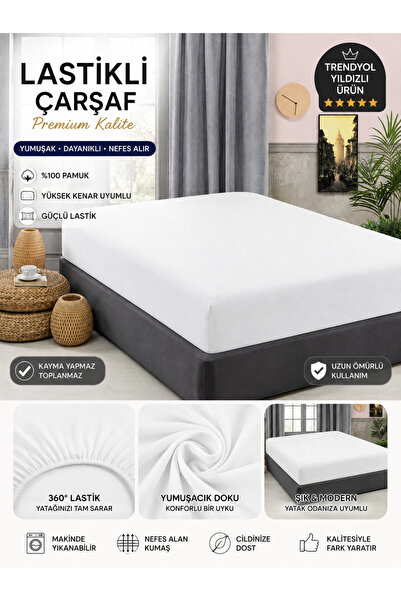The Lorıen Atelıer Single Cotton Elastic Combed Cotton Bed Sheet White