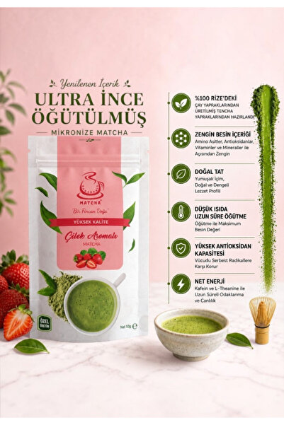 Karadeniz Matcha Strawberry Matcha Çilek Aromalı Matcha 50 Gram