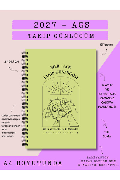 Else Craft 2027 MEB AGS Sınav Takip Günlüğüm - A4 BOYUTUNDA - YEŞİL - Aylık -...