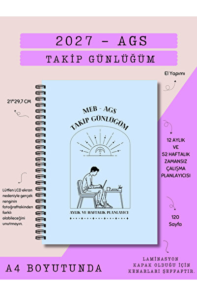 Else Craft 2027 MEB AGS Sınav Takip Günlüğüm - A4 BOYUTUNDA - MAVİ - Aylık - ...