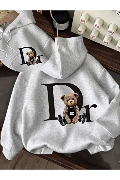 LELVANİ Hanorac unisex cu glugă, imprimat pe față și pe spate, cu design DR BEAR