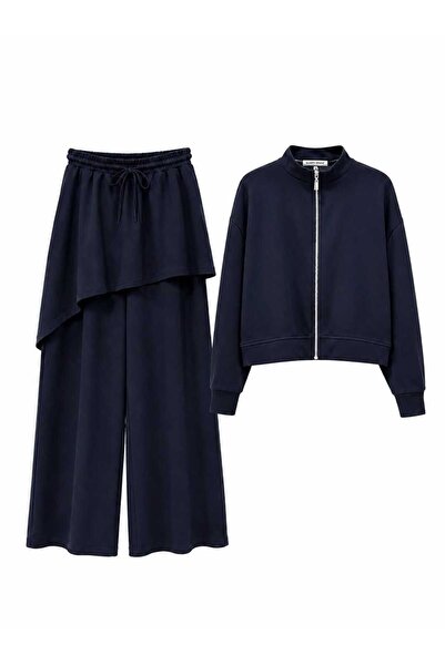 HANIQA Costum modern cu detalii cu fermoar
