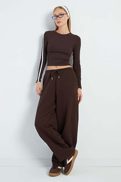 Fulla Moda Pantaloni de trening largi cu talie legată la talie