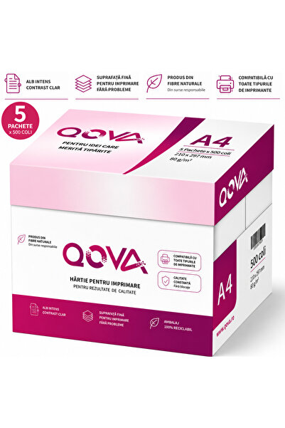 Qova Χαρτί φωτοαντιγραφικού A4 QOVA ® 80 γρ./τ.μ., 5 δέσμες/κουτί, 500 φύλλα/...