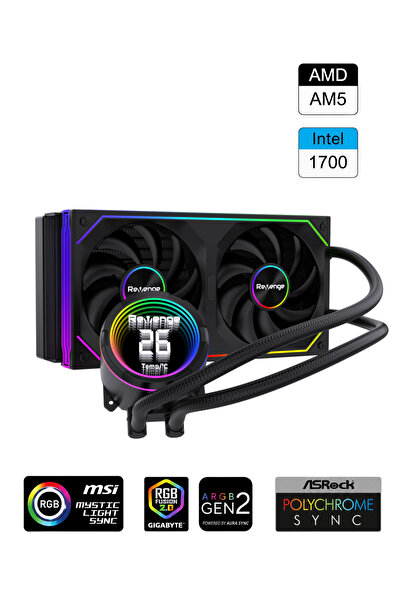 Revenge Hexcore 240 Intel / Amd Supported Heat Level Indicator Fan Argb Liqui...