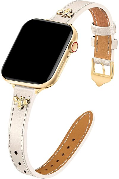 GENERAL Jrdms Standard Band Compatible with Apple Watch Genuine Leather Strap...