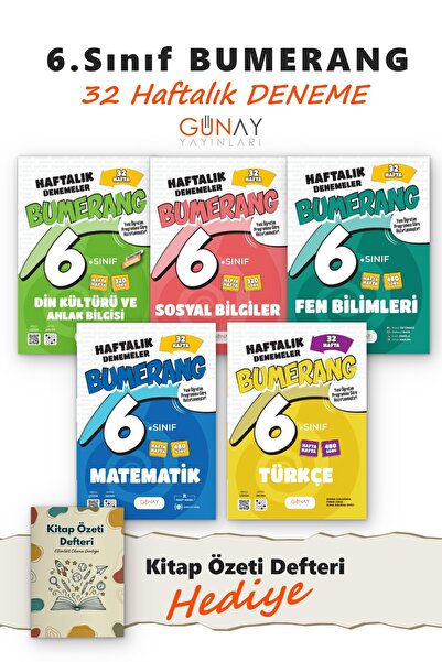 Günay Yayınları 6.Sınıf 32 Haftalık Matematik - Türkçe - Fen - Sosyal - Din B...