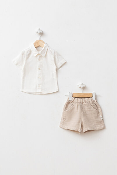 lilico Baby Boy Short Sleeve Shirt 100% Cotton Muslin Shorts 2-Piece Summer T...