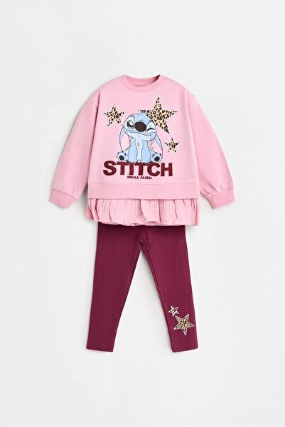 LEFTIES Stitch ©Disney fırfırlı sweatshirt ve tayt takım