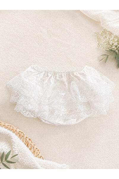 Honeybeeatelier Baby Dress with Six Ruffles and Lace Diaper Cover-Up Pants