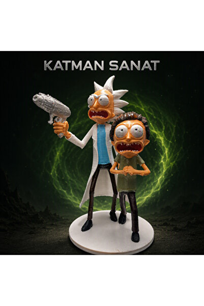 Katman Sanat Rick and Morty 15 cm El Boyaması 3D Figür Biblo Hediyelik Eşya