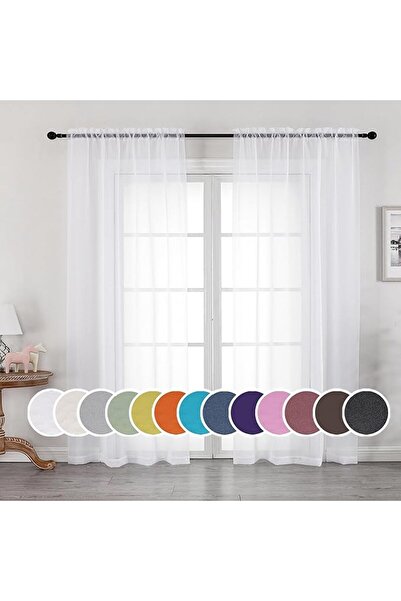 OWENIE Oweny 2.13m Black Sheer Curtains 2 Panels Set Voile Sheer Curtains wit...